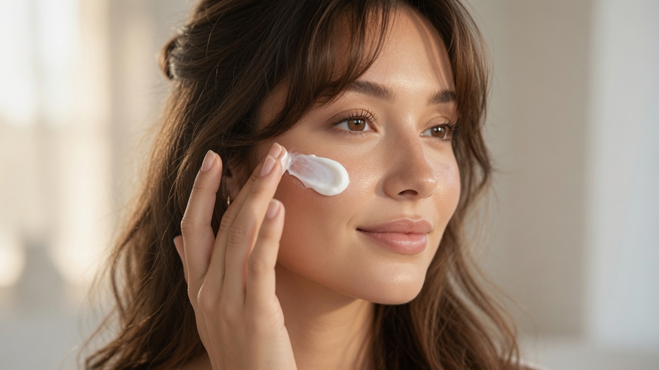 Applying EltaMD UV Daily Face Sunscreen Moisturizer by pressing gently into the face after serum