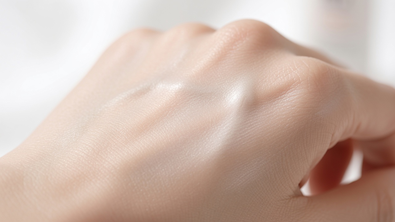 EltaMD UV Daily Face Sunscreen Moisturizer cream texture on the back of a hand showing the lightweight satin finish