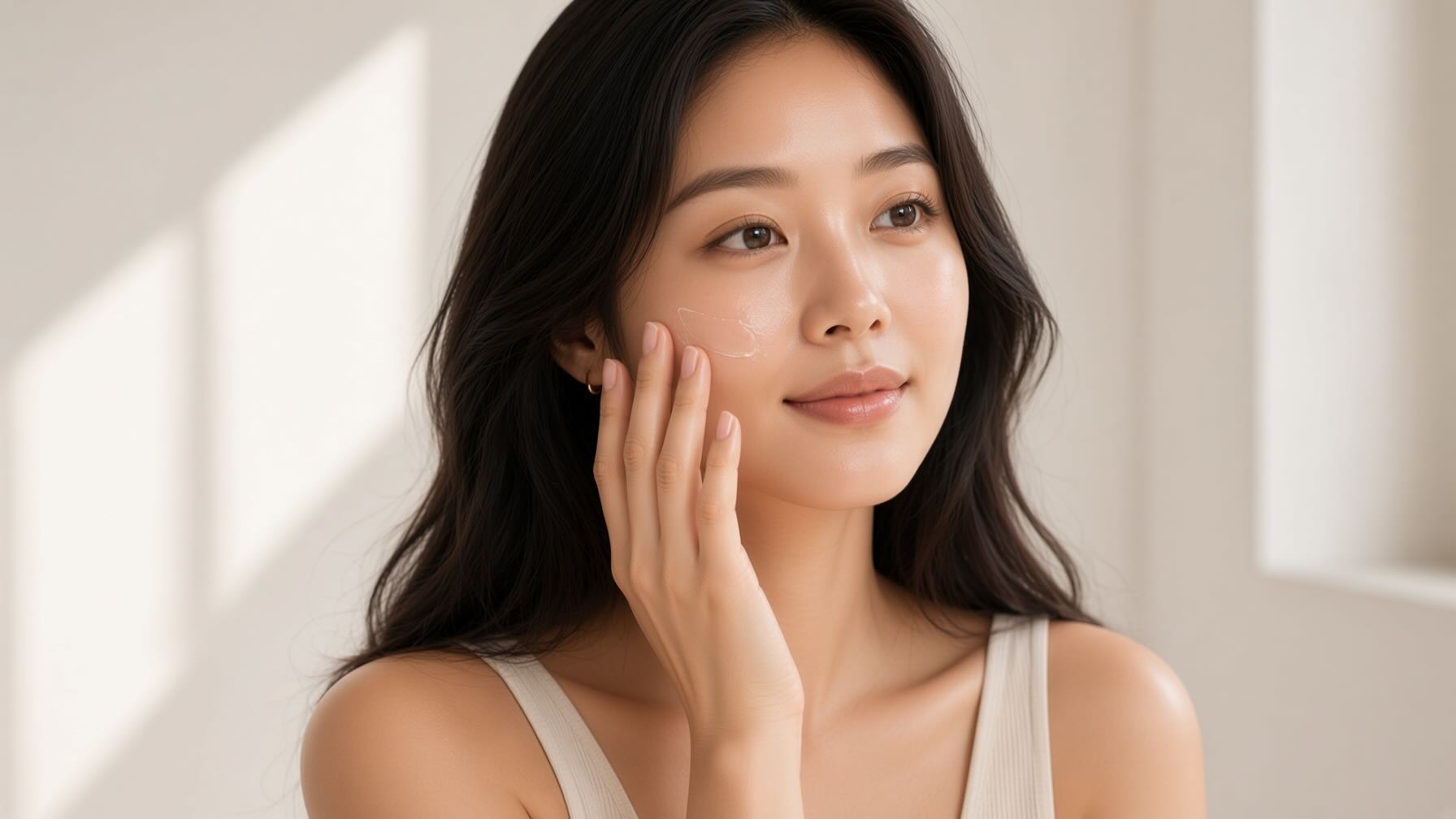 Applying The Ordinary Niacinamide 10% + Zinc serum to the face after toner in the AM skincare routine