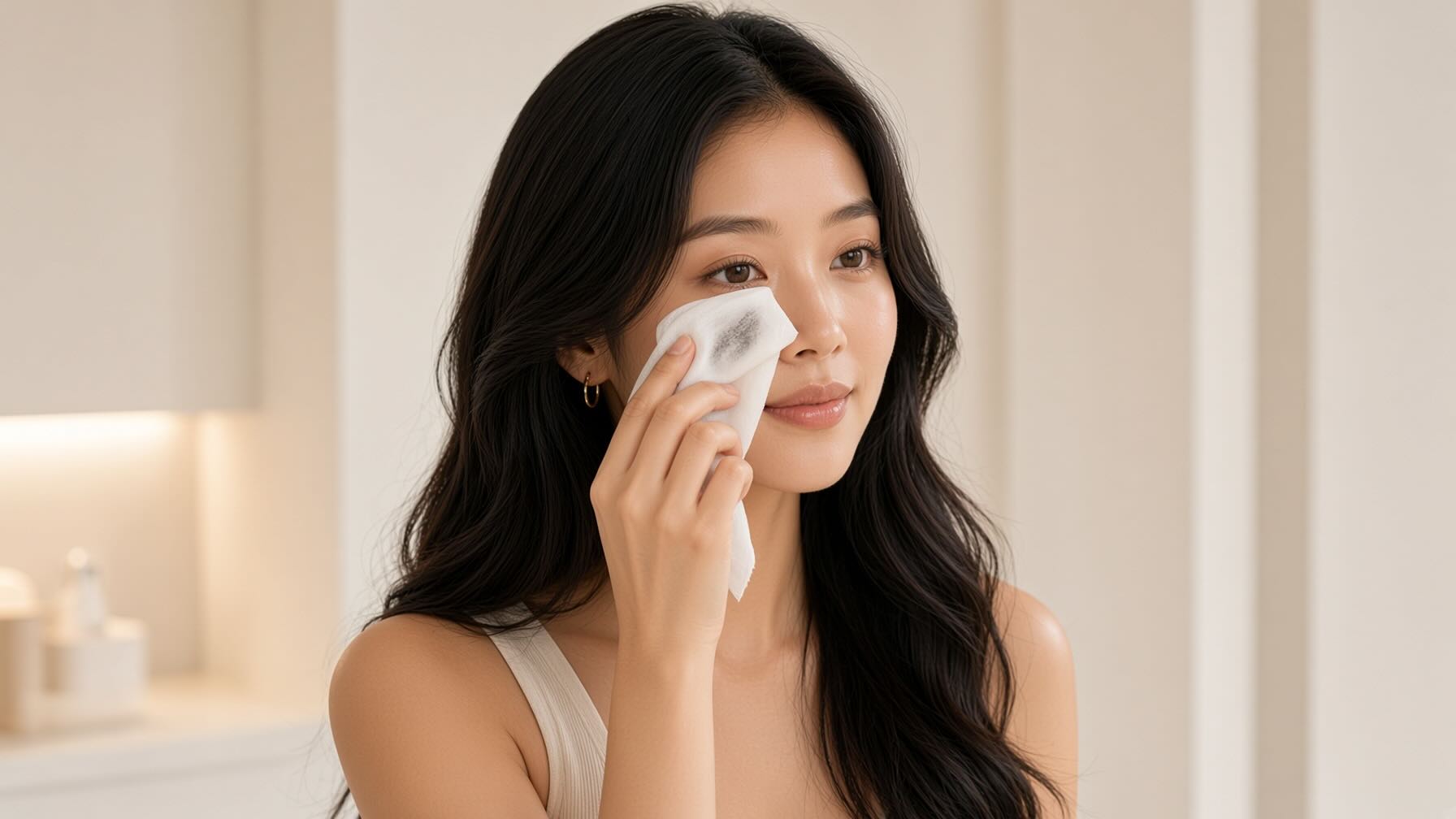 Using a Neutrogena Makeup Remover Cleansing Towelette as the first cleanse step before a gel cleanser in a PM skincare routine